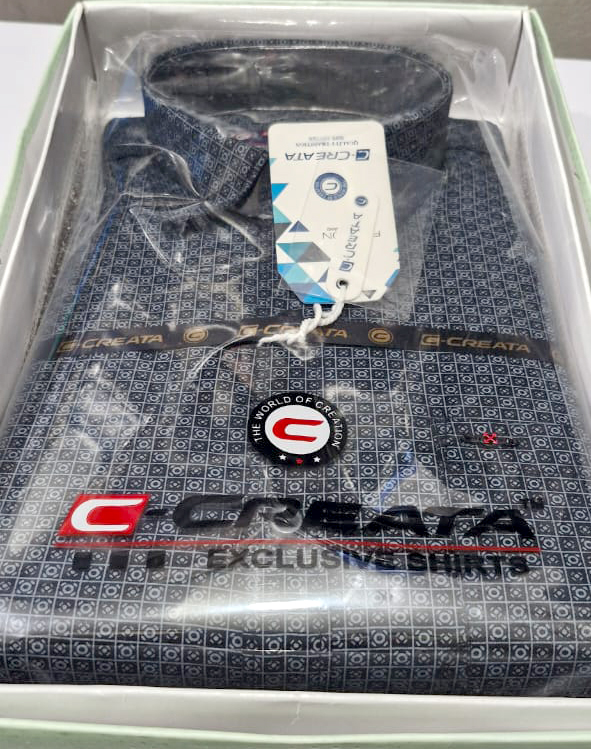 C-CREATA Navy Blue Micro-Diamond Print Shirt – Men's Wear