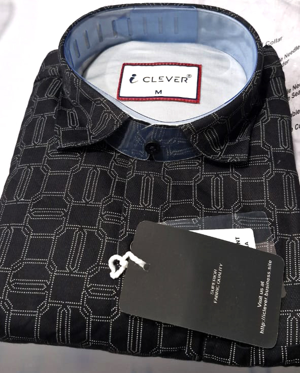 i CLEVER Black Geometric Link Print Shirt – Men's Wear